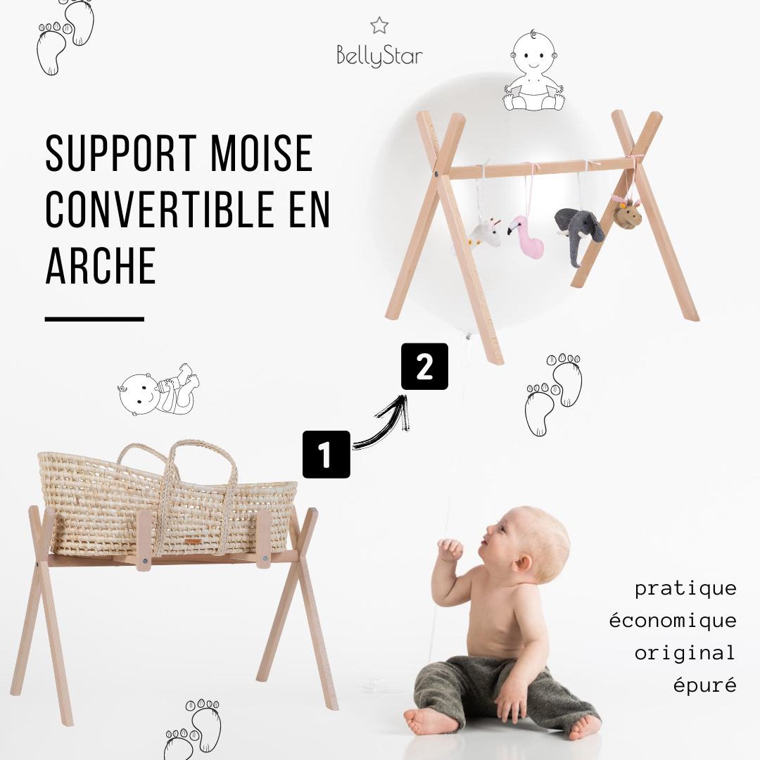 Support tipi pour couffin + arche bébé en bois naturel - Childhome