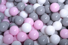 Charger l&#39;image dans la galerie, (COTON) Piscine à balles GRIS CLAIR - Balles Gris/Blanc/Rose Pastel