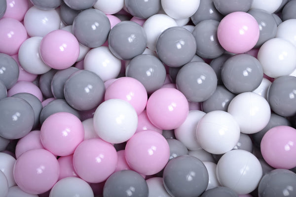 (COTON) Piscine à balles GRIS CLAIR - Balles Gris/Blanc/Rose Pastel
