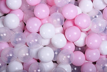 Charger l&#39;image dans la galerie, (COTON) Piscine à balles ROSE - Balles Blanc/Rose Pastel/Transparent