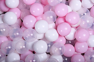 (COTON) Piscine à balles ROSE - Balles Blanc/Rose Pastel/Transparent