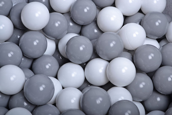 (COTON) Piscine à balles grise - Balles Gris Foncé/Gris/Blanc