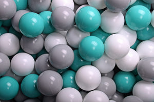 (COTON) Piscine à balles GRIS - Balles Gris Foncé/Turquoise/Gris/Blanc