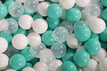 Charger l&#39;image dans la galerie, (COTON) Piscine à balles ROSE - Balles Blanc/Transparent/Turquoise