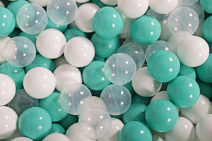 (COTON) Piscine à balles ROSE - Balles Blanc/Transparent/Turquoise