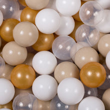 Charger l&#39;image dans la galerie, (VELOURS) Piscine à balles BEIGE - Balles Doré/Beige/Transparent/Blanc