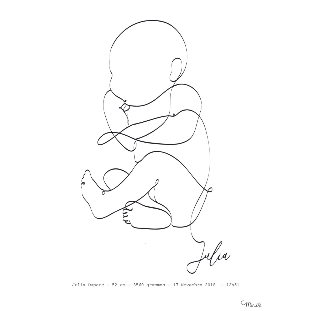Affiche Bébé en noir et blanc