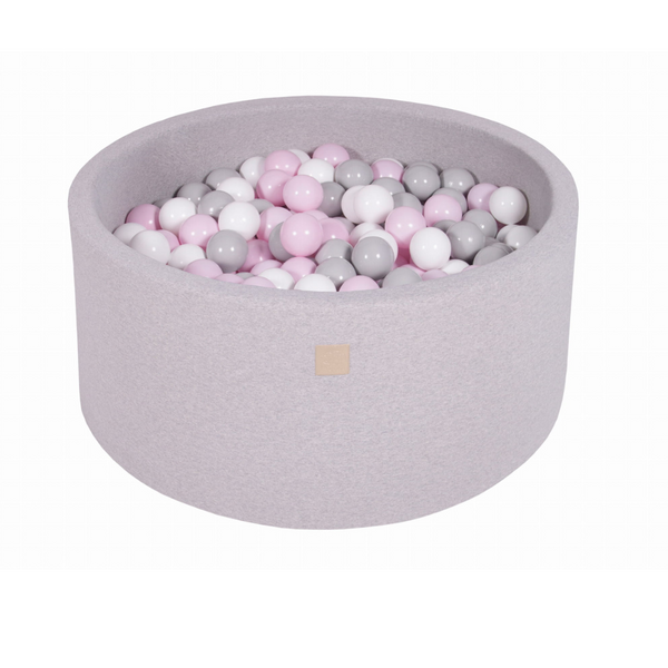 (COTON) Piscine à balles GRIS CLAIR - Balles Gris/Blanc/Rose Pastel