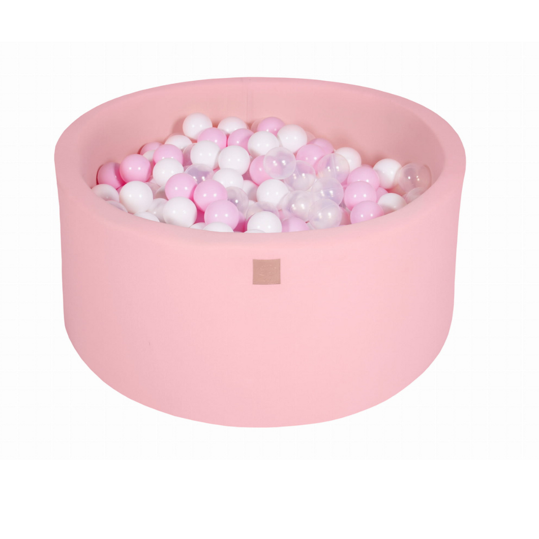 (COTON) Piscine à balles ROSE - Balles Blanc/Rose Pastel/Transparent