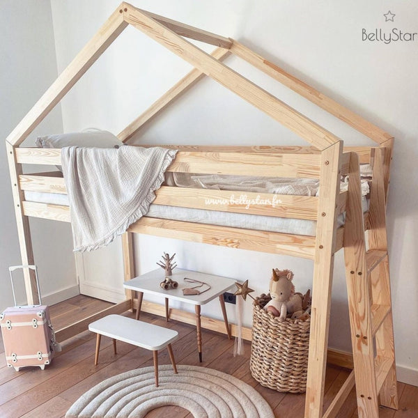 Lit cabane mezzanine STORY - Echelle côté (gauche ou droit)